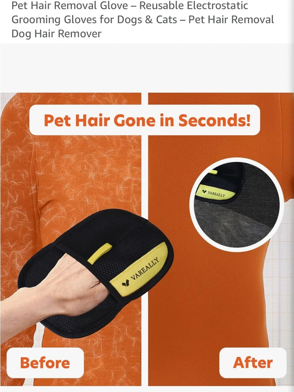 Black Pet Grooming Glove - Reusable Hair Removal Mitt